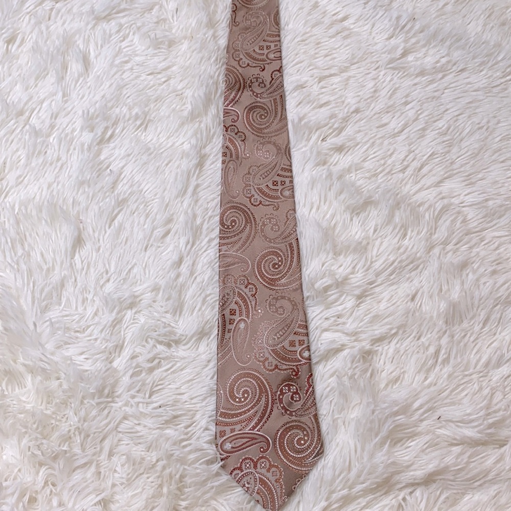 Men's Brown Tan Paisley Neck Tie